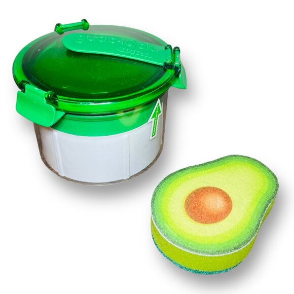 Casabella Guac-Lock Guacamole Container, Green/White + Avocado Scrub - Picture 1 of 6